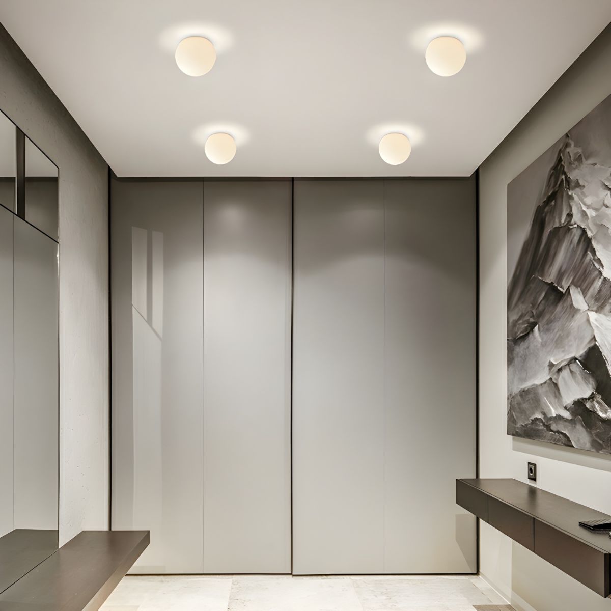 Modern White Globe Ceiling Light Flush Mount Fixture | Lunera