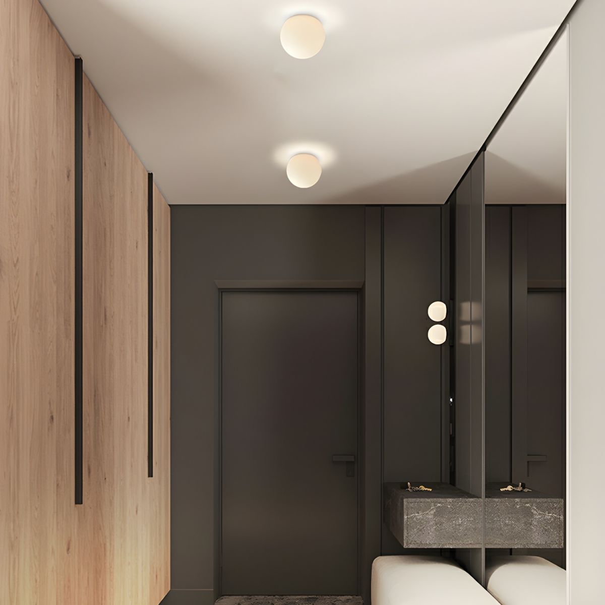Modern White Globe Ceiling Light Flush Mount Fixture | Lunera