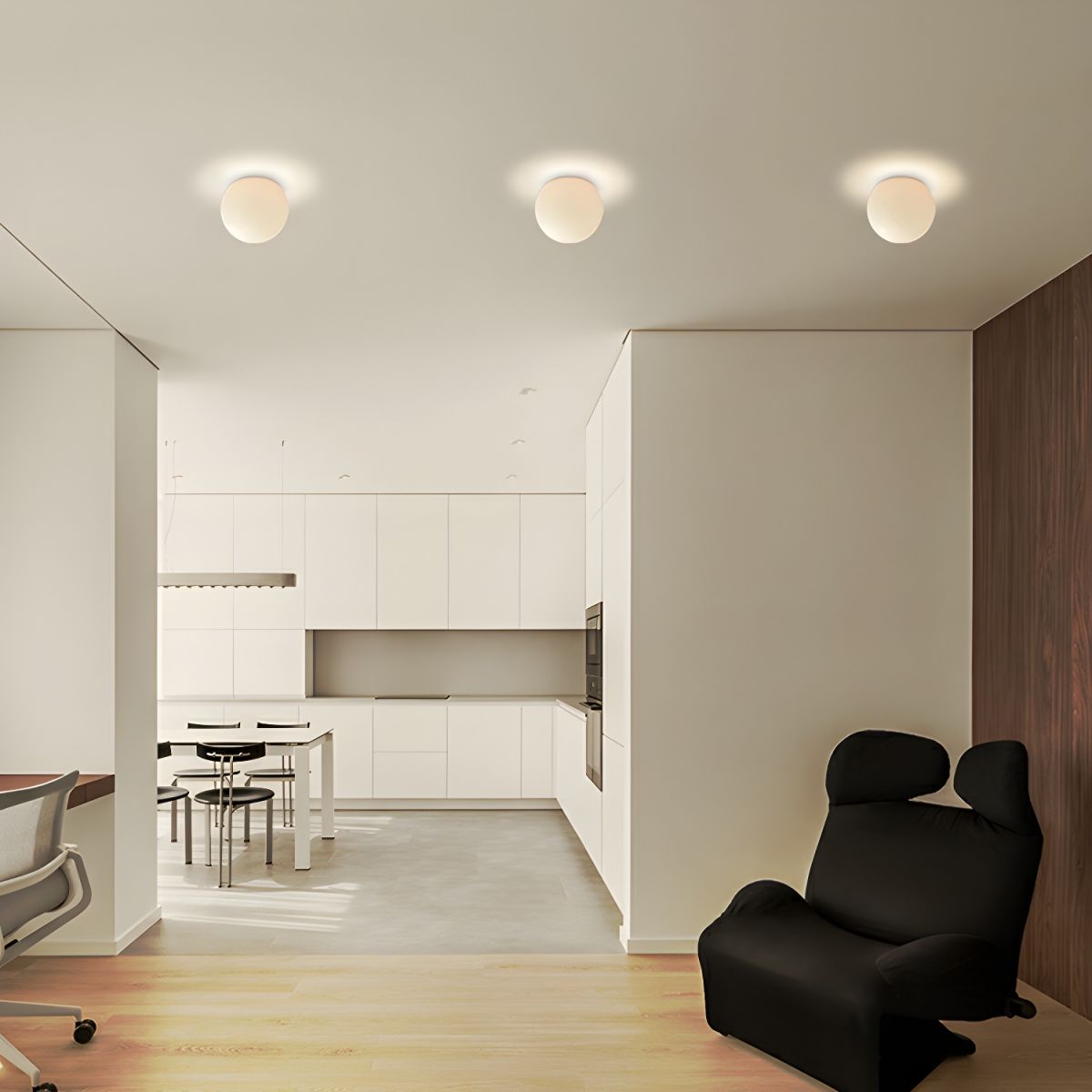 Modern White Globe Ceiling Light Flush Mount Fixture | Lunera