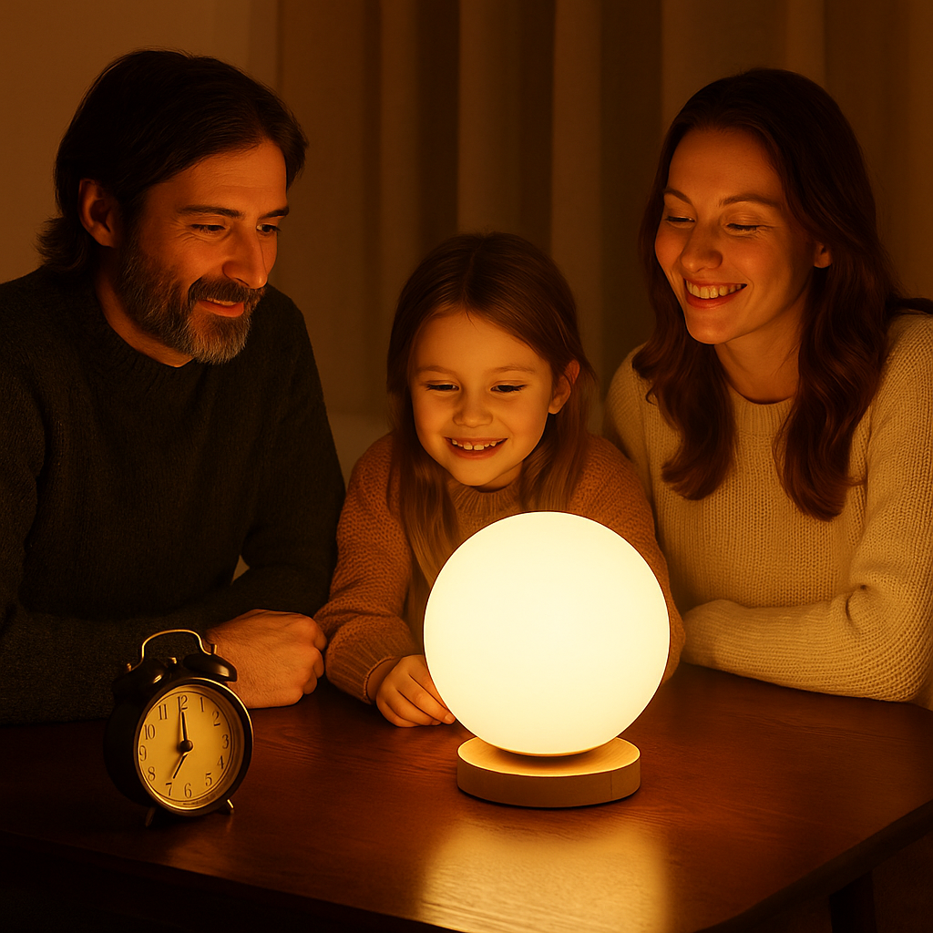 Modern Wood Accent Table Lamp with Globe Glass Shade | Lurevia