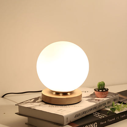 Modern Wood Accent Table Lamp with Globe Glass Shade | Lurevia