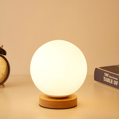 Modern Wood Accent Table Lamp with Globe Glass Shade | Lurevia
