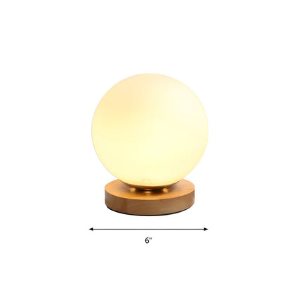 Modern Wood Accent Table Lamp with Globe Glass Shade | Lurevia