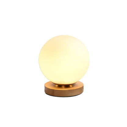Modern Wood Accent Table Lamp with Globe Glass Shade | Lurevia