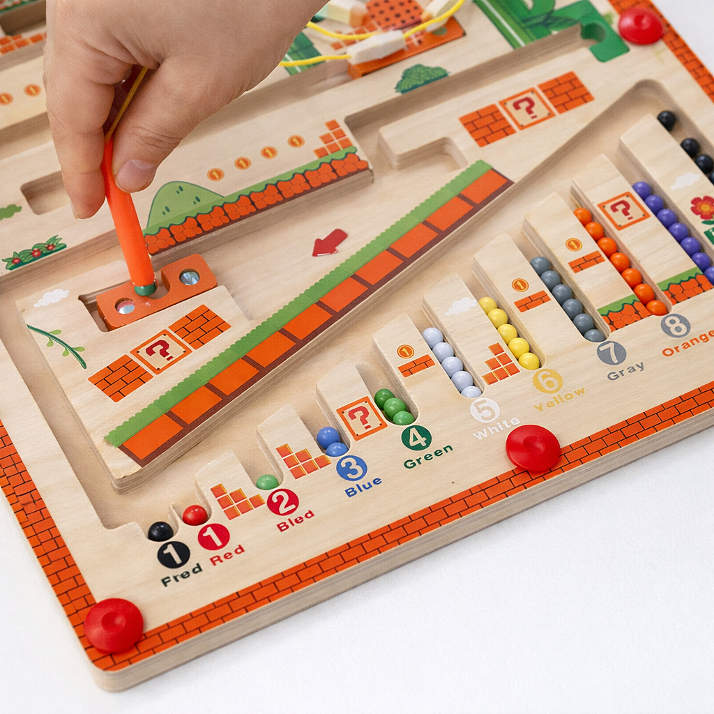 Montessori Magnetic Wooden Maze Puzzle Colour Balls | Calvora