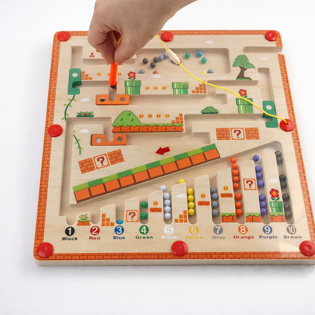 Montessori Magnetic Wooden Maze Puzzle Colour Balls | Calvora