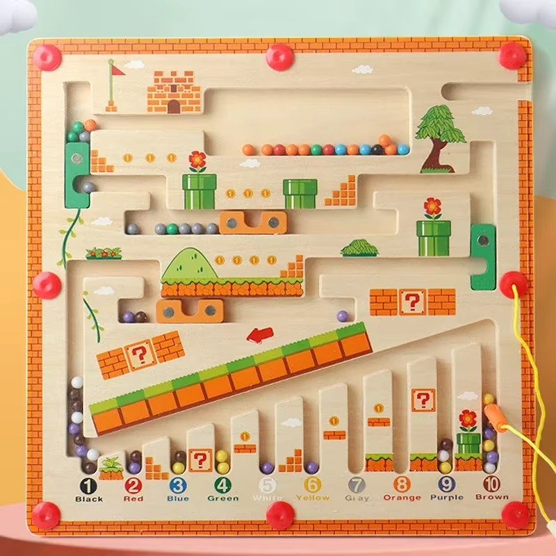 Montessori Magnetic Wooden Maze Puzzle Colour Balls | Calvora