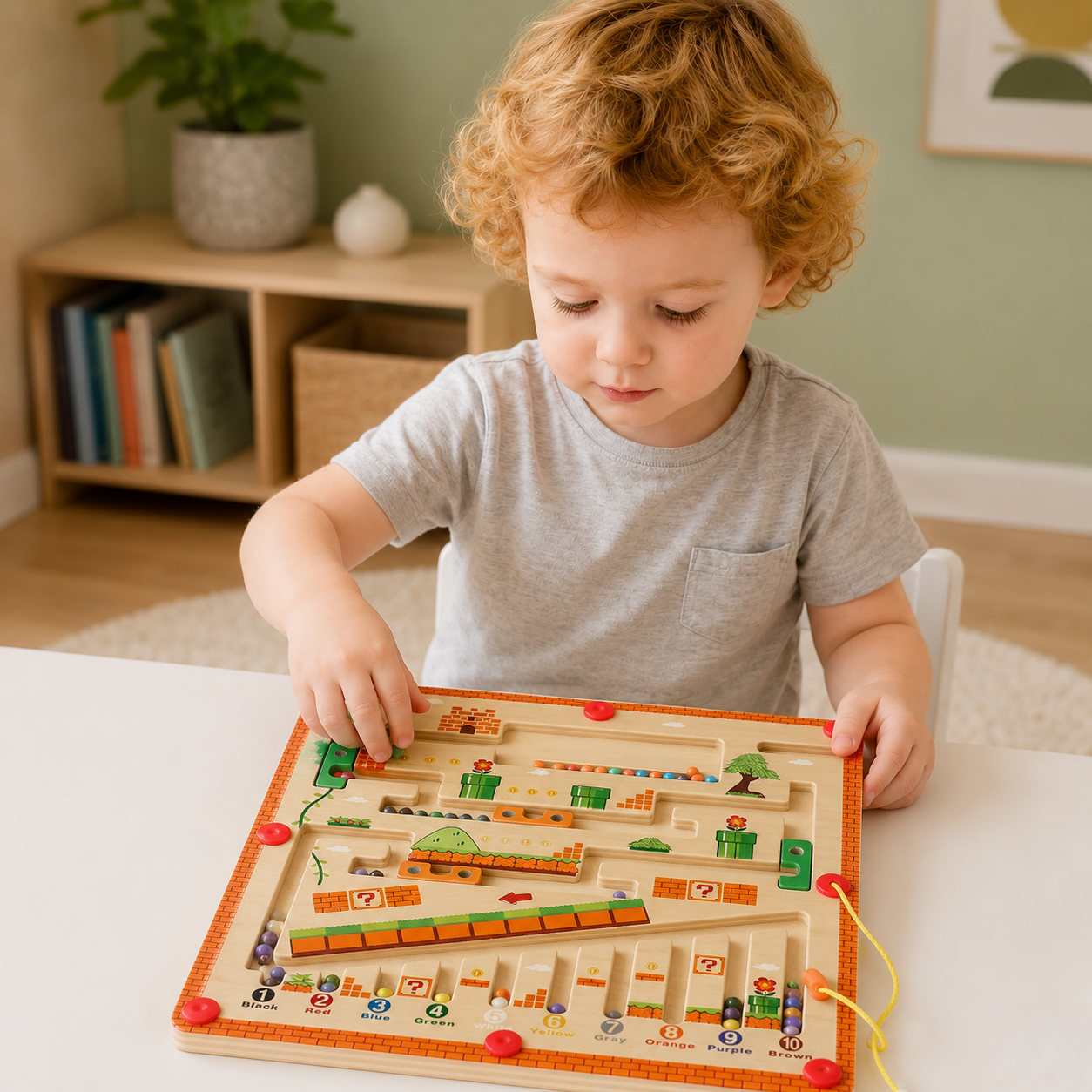 Montessori Magnetic Wooden Maze Puzzle Colour Balls | Calvora