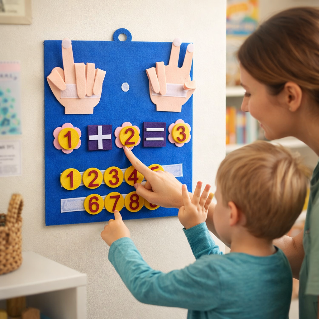 Montessori Toy Felt Counting Board Math Set for Kids | Arvella