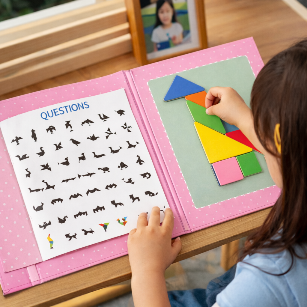 Montessori Toy Magnetic Tangram Puzzle Foldable Book Set | Brinova