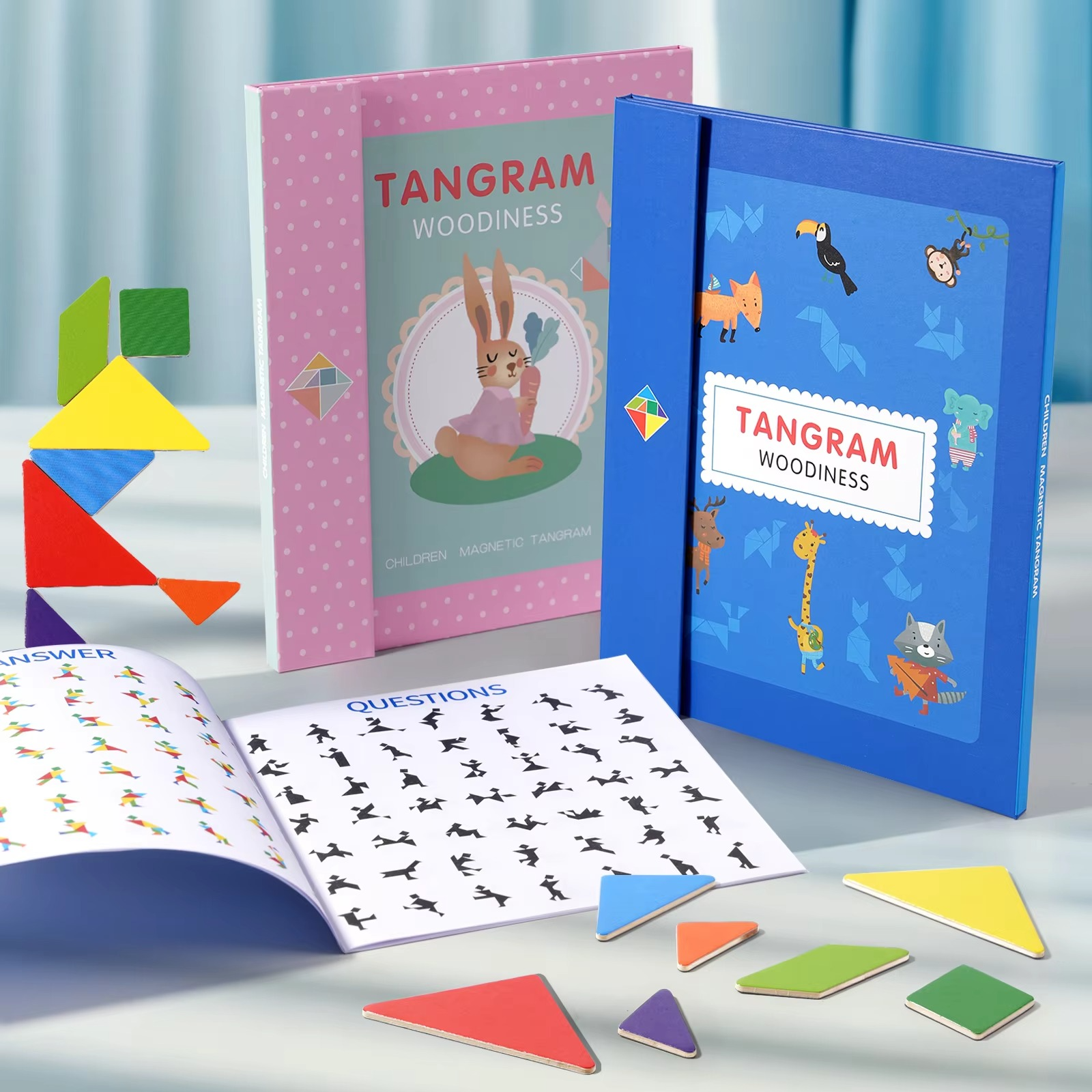Montessori Toy Magnetic Tangram Puzzle Foldable Book Set | Brinova
