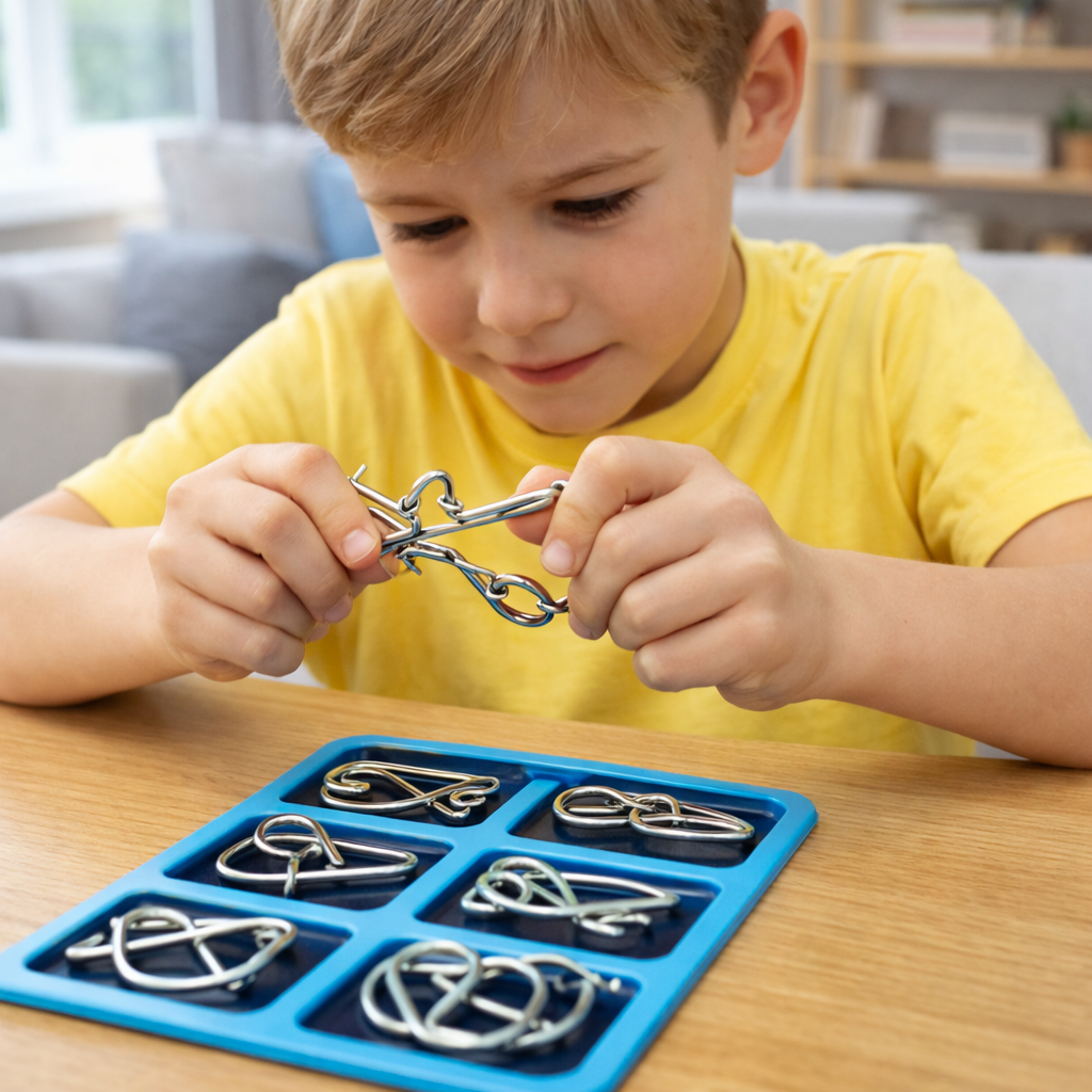 Montessori Toy Metal Wire Puzzle Set Eight Piece Game | Kelvoro