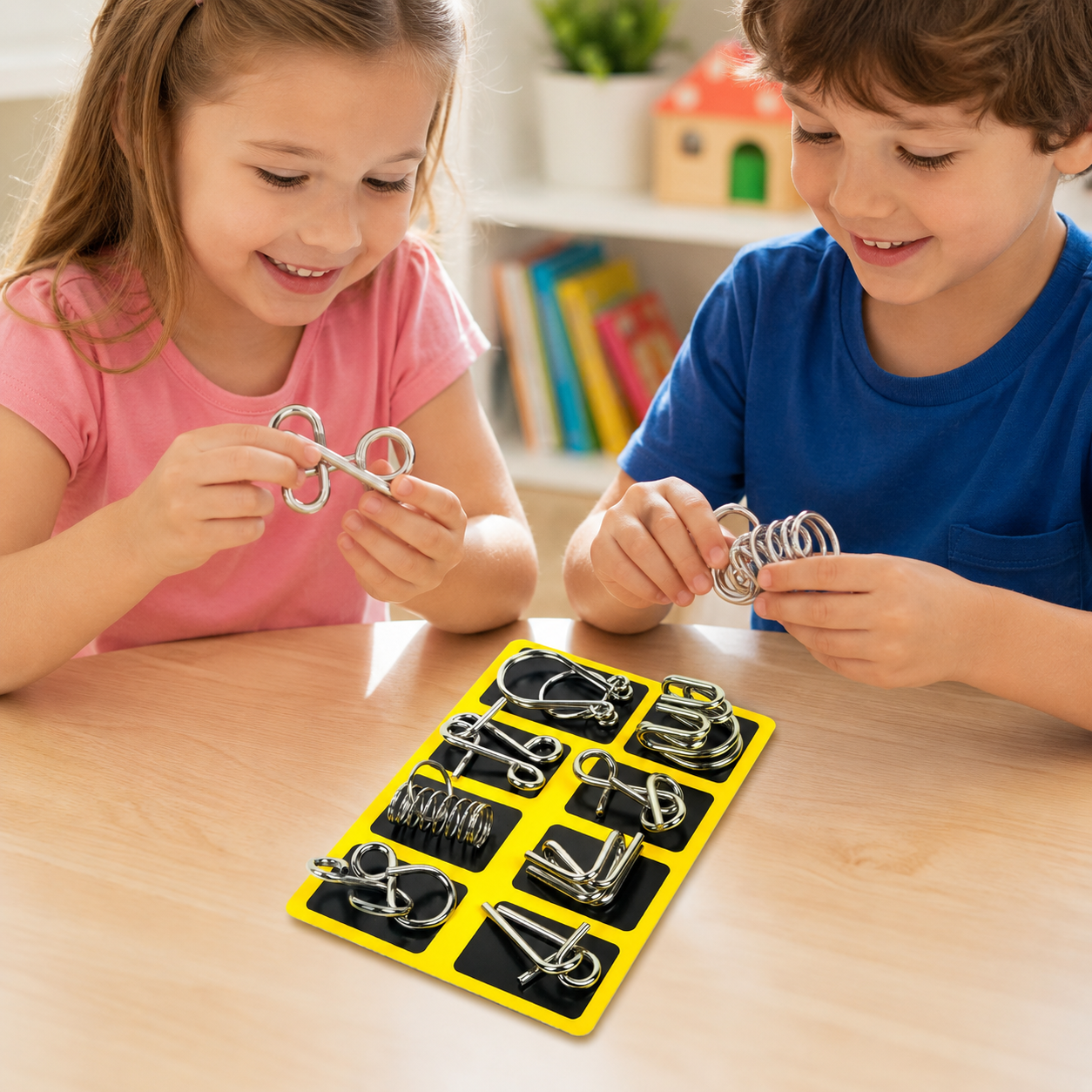 Montessori Toy Metal Wire Puzzle Set Eight Piece Game | Kelvoro