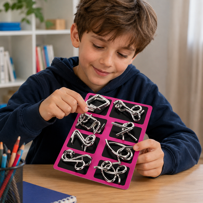 Montessori Toy Metal Wire Puzzle Set Eight Piece Game | Kelvoro