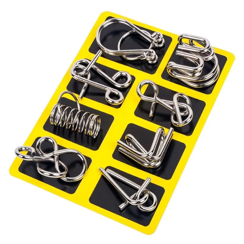 Montessori Toy Metal Wire Puzzle Set Eight Piece Game | Kelvoro