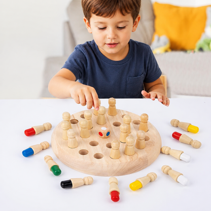 Montessori Wooden Memory Board Game with Coloured Pegs | Carvello