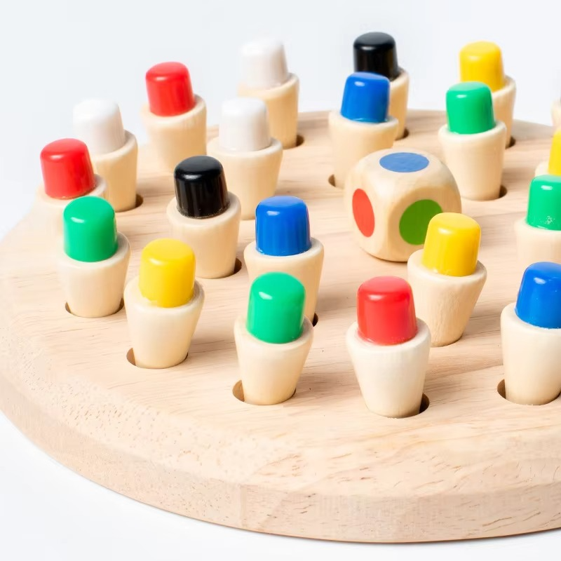 Montessori Wooden Memory Board Game with Coloured Pegs | Carvello