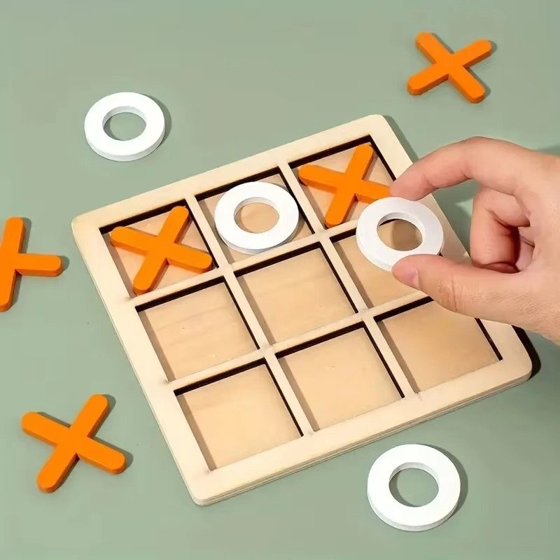 Montessori Wooden Tic Tac Toe Board Game for Kids Play | Melvian