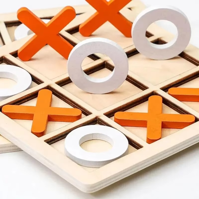 Montessori Wooden Tic Tac Toe Board Game for Kids Play | Melvian