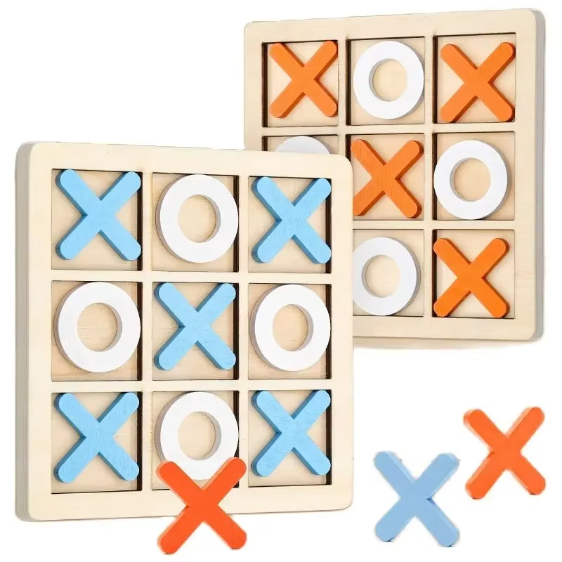 Montessori Wooden Tic Tac Toe Board Game for Kids Play | Melvian