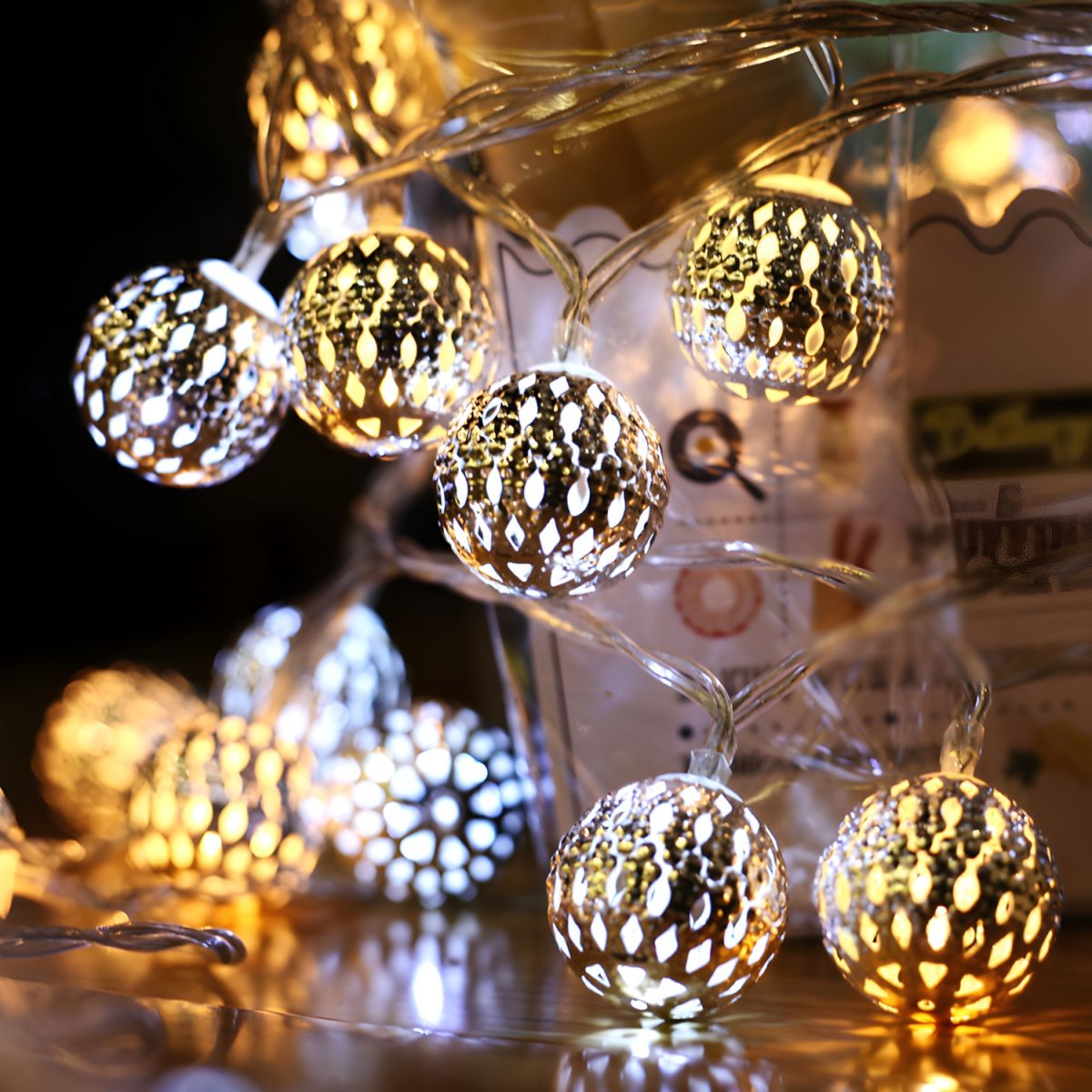 Moroccan Orb LED String Lights Battery Solar USB | Orbiva