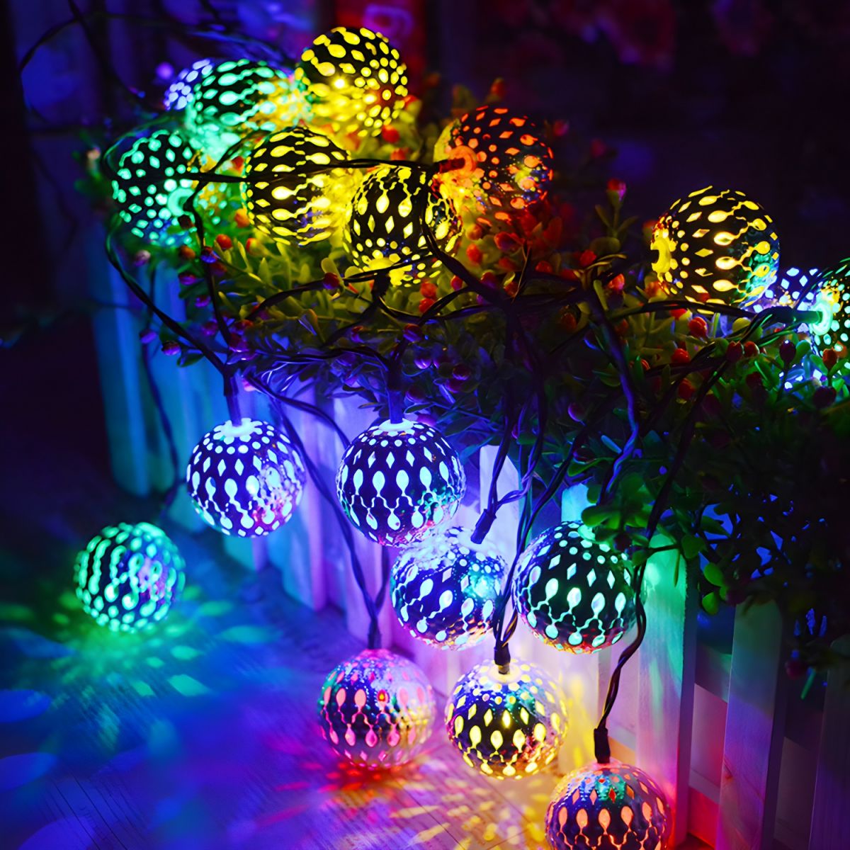 Moroccan Orb LED String Lights Battery Solar USB | Orbiva