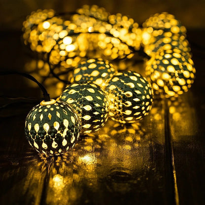 Moroccan Orb LED String Lights Battery Solar USB | Orbiva