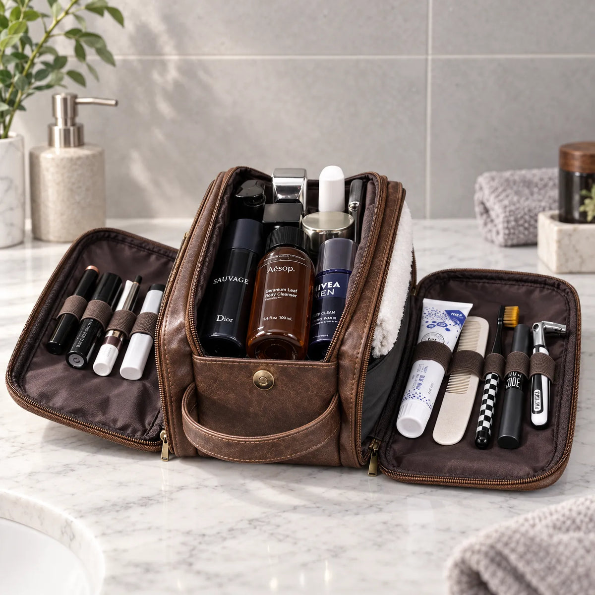 Multi-Compartment Travel Toiletry Bag