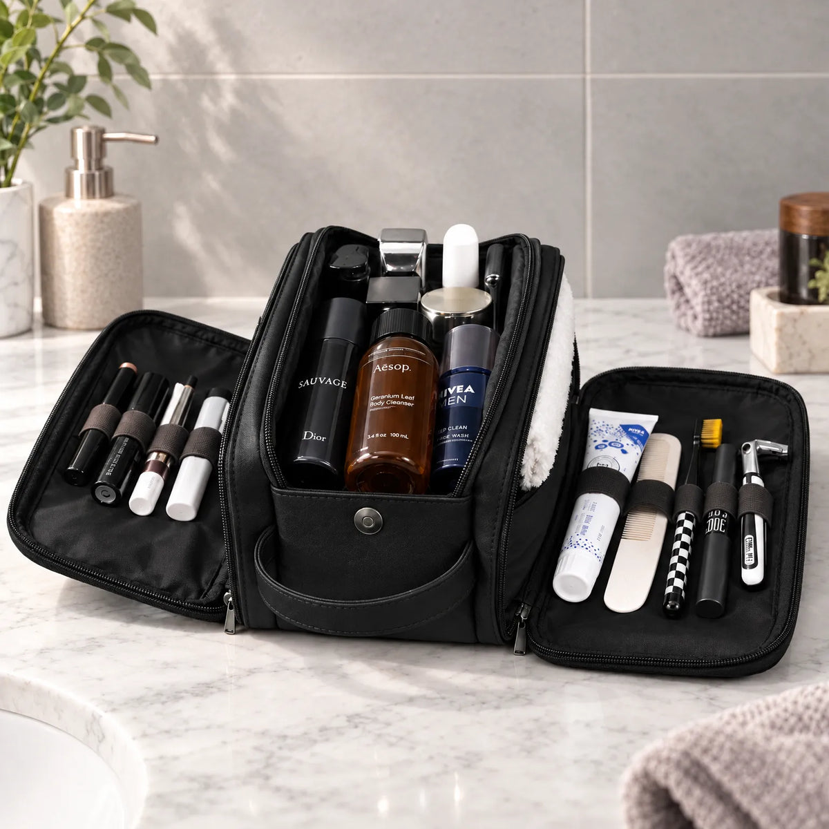 Multi-Compartment Travel Toiletry Bag