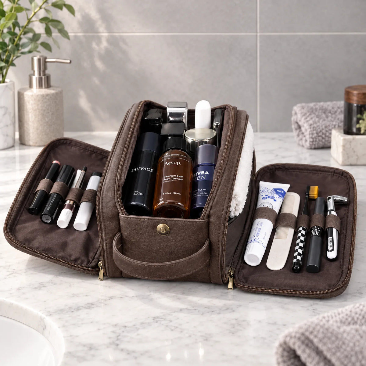 Multi-Compartment Travel Toiletry Bag