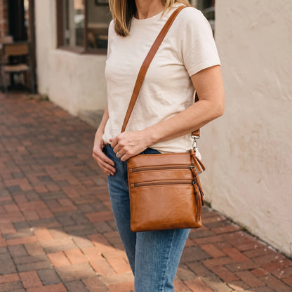 Multi-Pocket Zip Crossbody Shoulder Bag