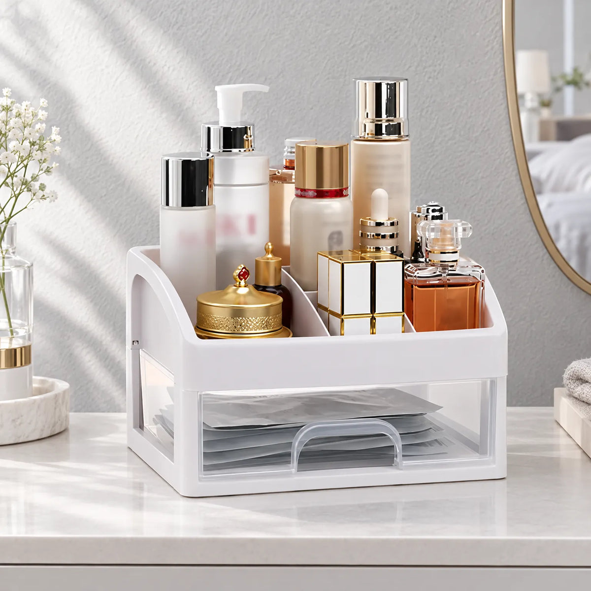 Multi-Tier Makeup Organizer with Drawers and Compartments