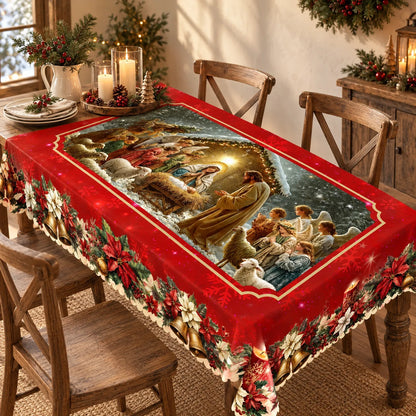 Nativity Scene Holiday Dining Tablecloth