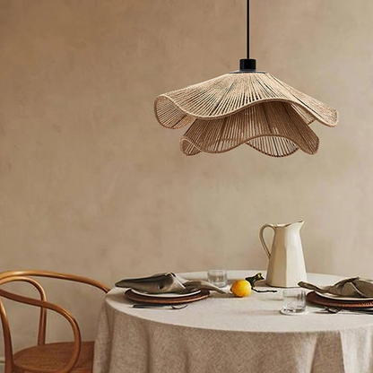 Natural Boho Pendant Light Woven Jute Shade Design | Velnora