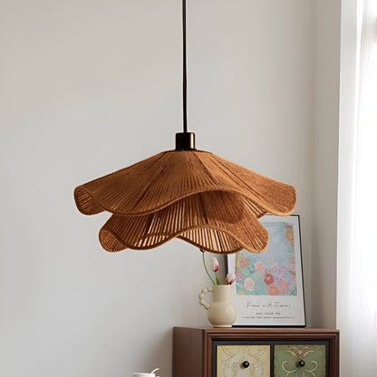Natural Boho Pendant Light Woven Jute Shade Design | Velnora