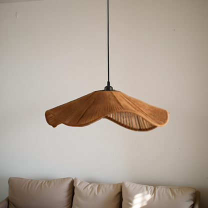 Natural Boho Pendant Light Woven Jute Shade Design | Velnora