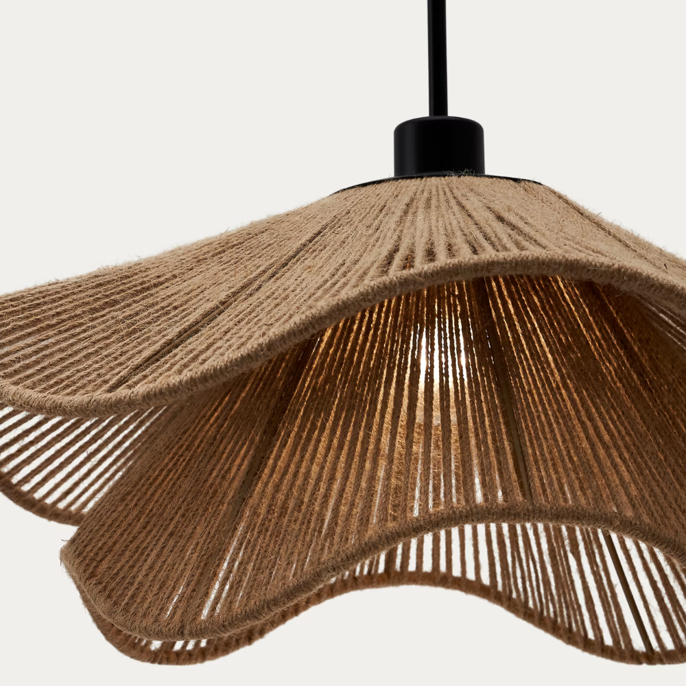Natural Boho Pendant Light Woven Jute Shade Design | Velnora