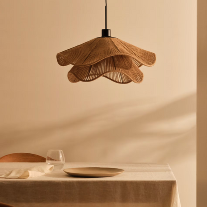 Natural Boho Pendant Light Woven Jute Shade Design | Velnora