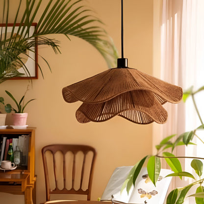 Natural Boho Pendant Light Woven Jute Shade Design | Velnora