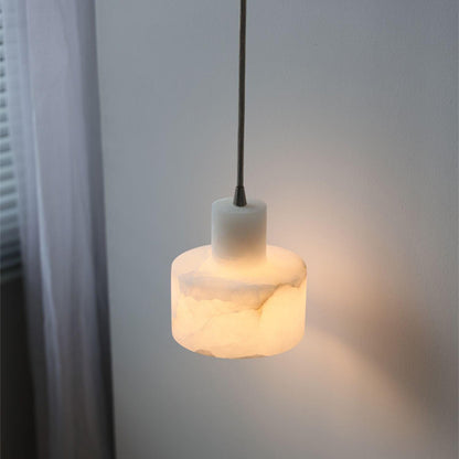 Nordic Alabaster Cylinder Pendant Light with Copper Detail | Xentora