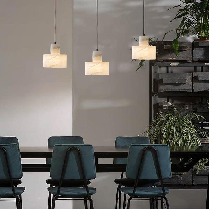 Nordic Alabaster Cylinder Pendant Light with Copper Detail | Xentora