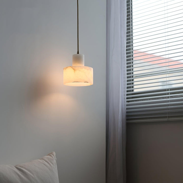Nordic Alabaster Cylinder Pendant Light with Copper Detail | Xentora