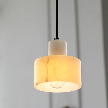Nordic Alabaster Cylinder Pendant Light with Copper Detail | Xentora