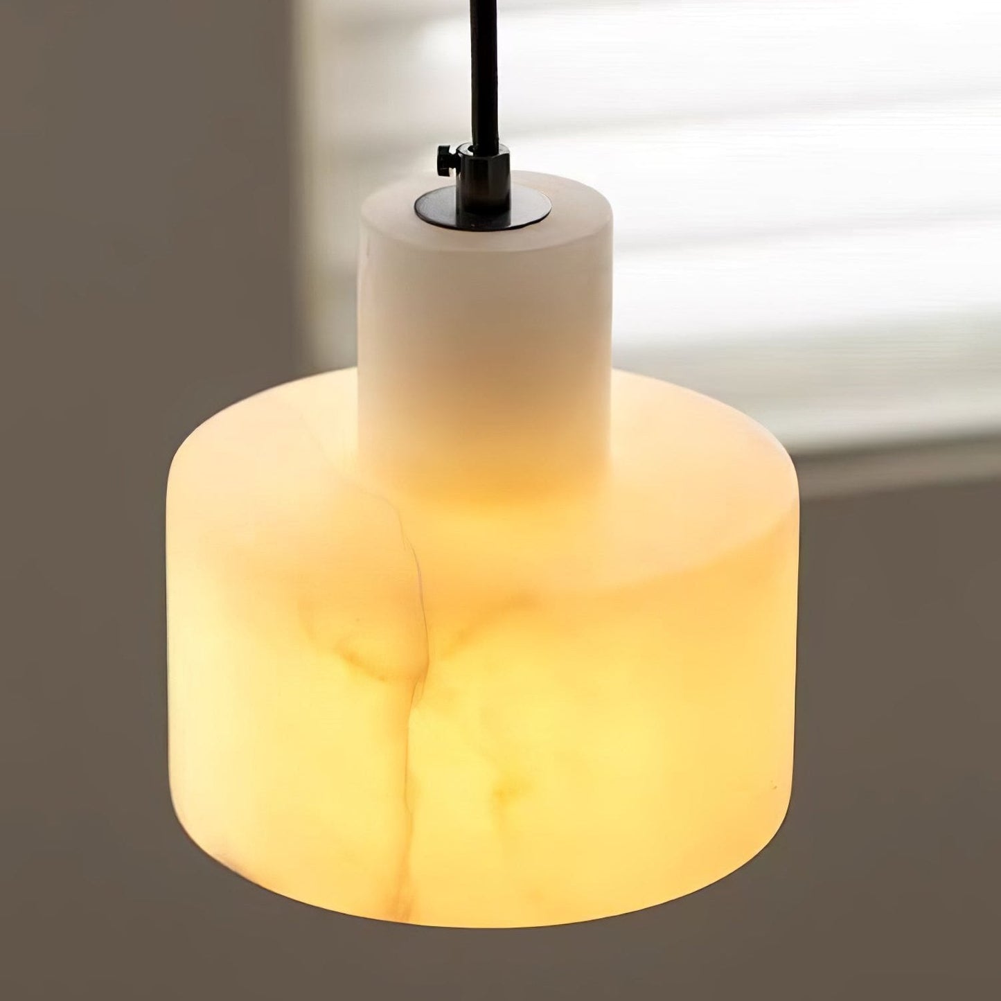 Nordic Alabaster Cylinder Pendant Light with Copper Detail | Xentora
