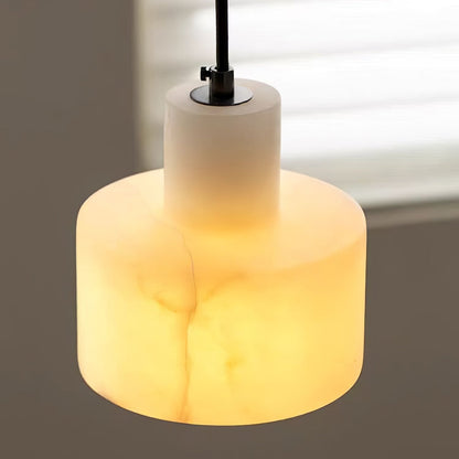 Nordic Alabaster Cylinder Pendant Light with Copper Detail | Xentora