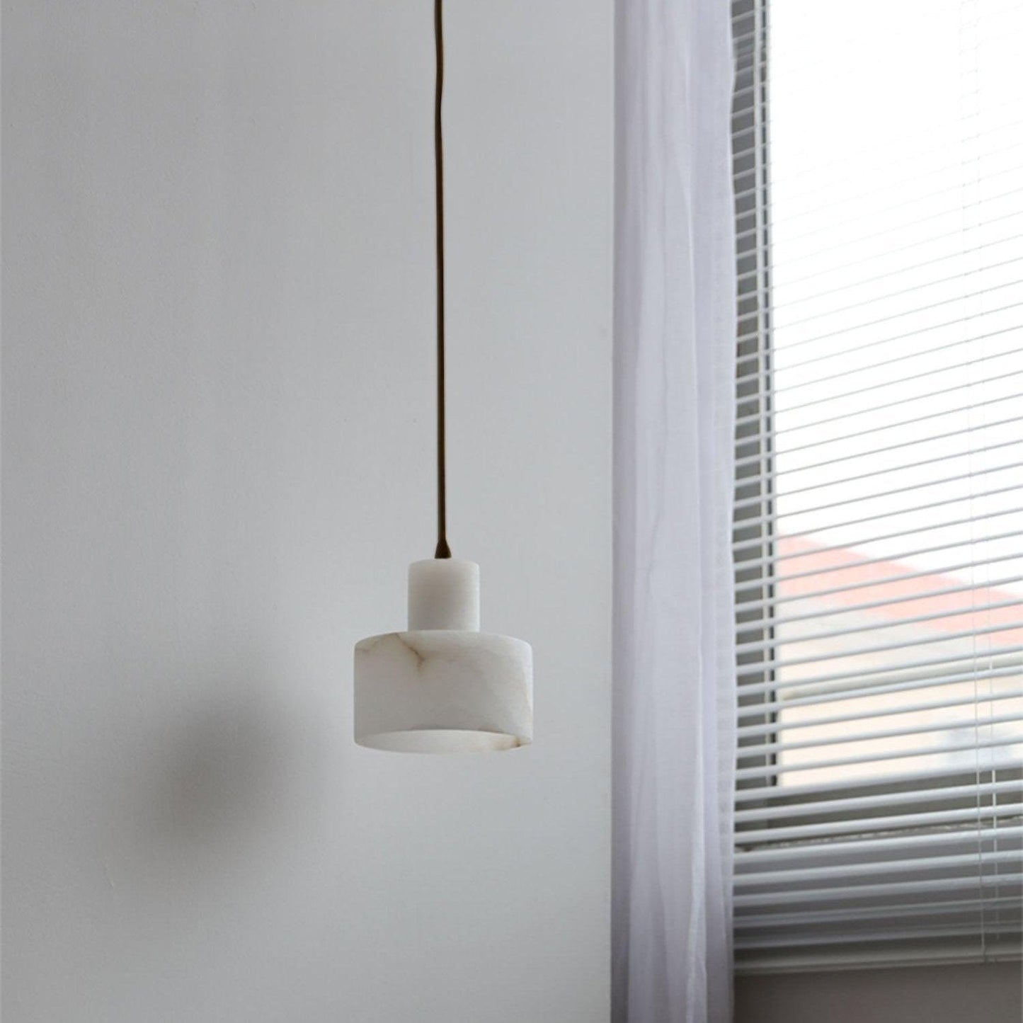 Nordic Alabaster Cylinder Pendant Light with Copper Detail | Xentora