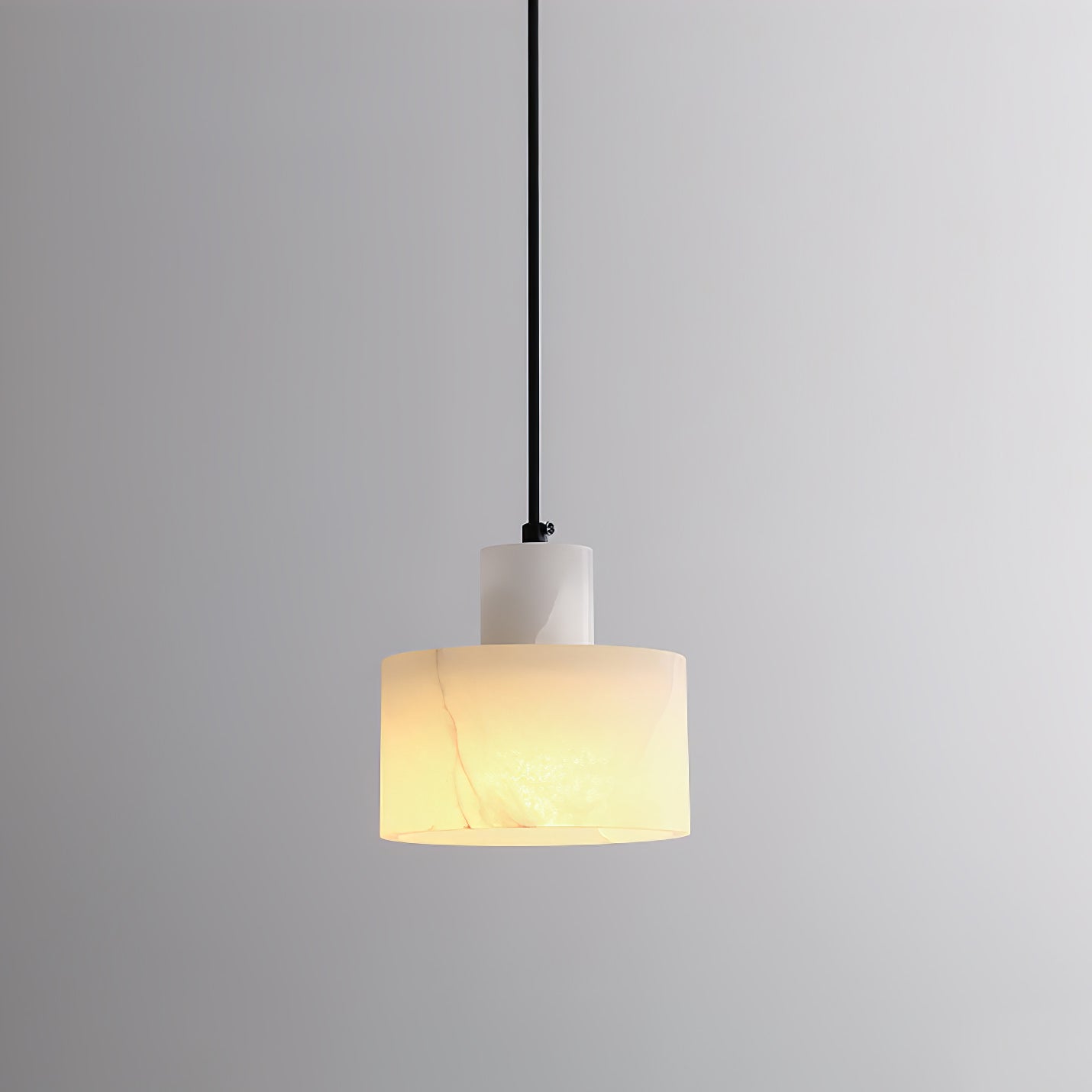 Nordic Alabaster Cylinder Pendant Light with Copper Detail | Xentora