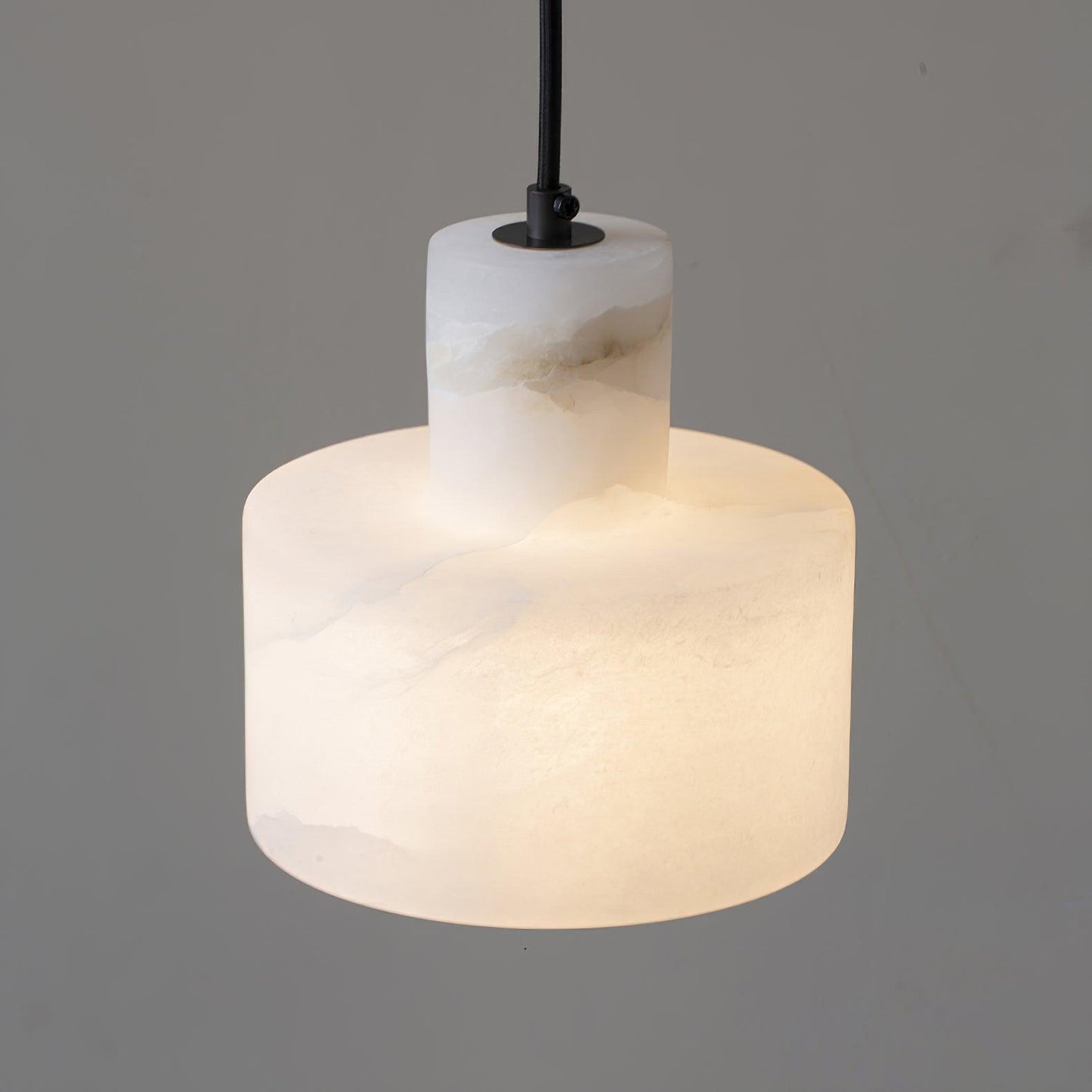 Nordic Alabaster Cylinder Pendant Light with Copper Detail | Xentora