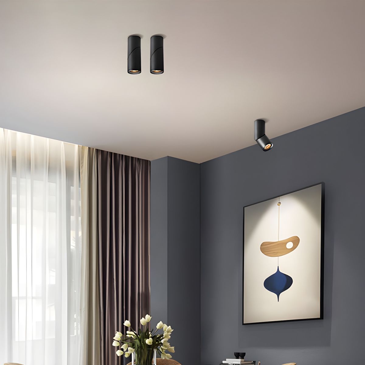 Nordic Aluminium Cylinder Flush Mount Ceiling Light | Corvyn
