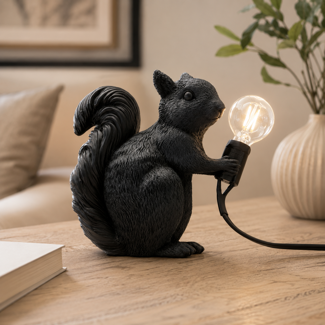 Nordic Art Deco Resin Squirrel Table Lamp | Kelmoro